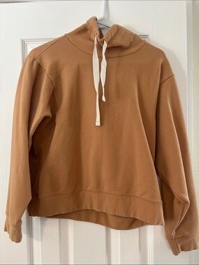 Madewell Caramel Pullover Hoodie with Cream Drawstrings